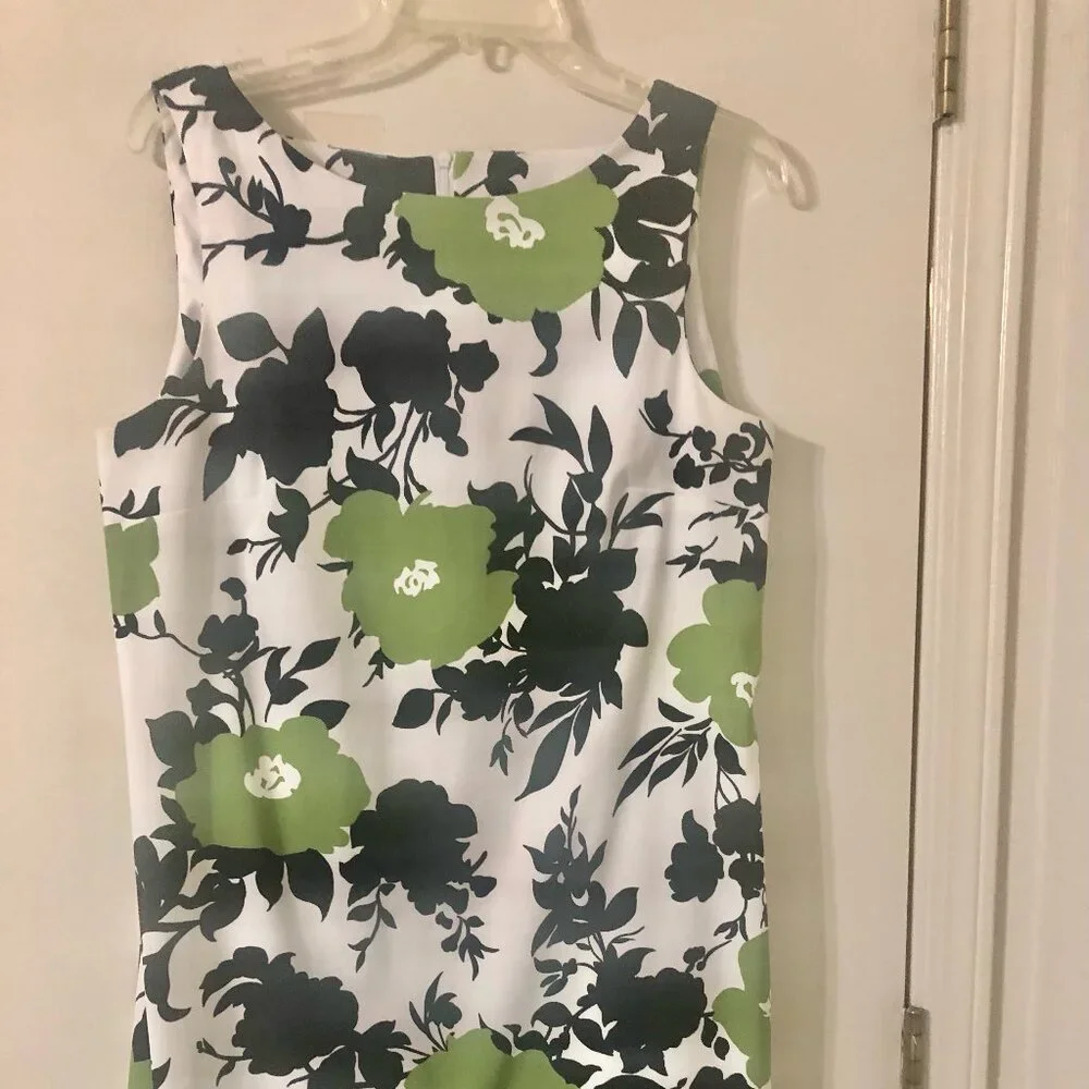 Alyx Floral Green, White, and Black Hem Sleeveless Dress - Picture 1 of 5